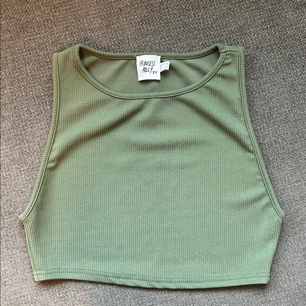 Princess Polly Sage Ribbed Tank Top
